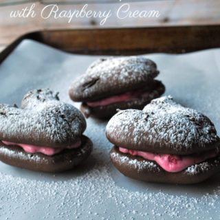 chocolate whoopie pie with fresh raspberry cream