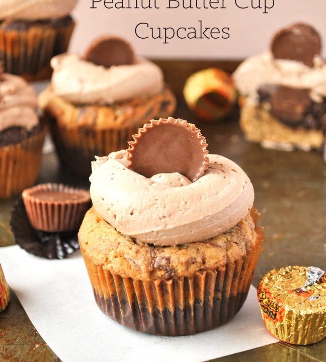 marbled reeses peanut butter cupcakes