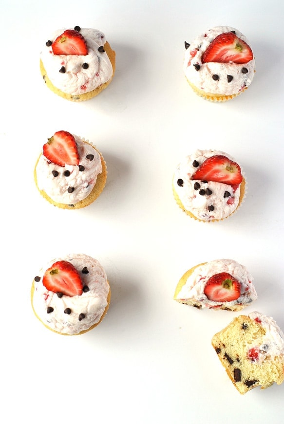 Chocolate Chip Cupcakes with Strawberry Whipped Cream ...