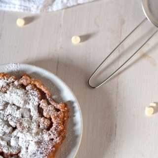 funnel cake recipe with lemon white chocolate drizzle