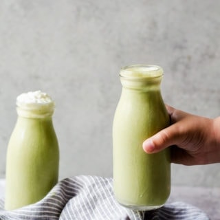 A tasty and irresistible matcha green tea milkshake. I love to chill out with one of these (with extra whipped cream obvs) on a hot summer day