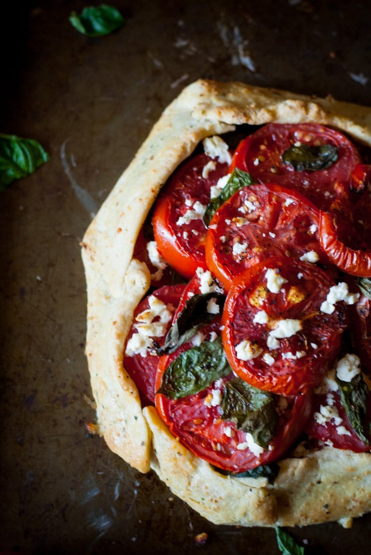 Tomato Galette with Fresh Basil and Feta | @cookiedesire