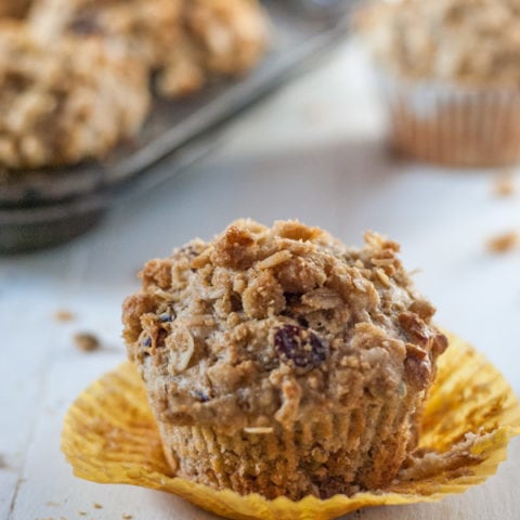 Banana Muesli Muffins with Muesli Streusel Topping - A Cookie Named Desire