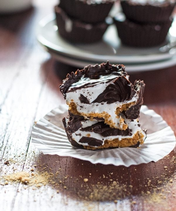 Addictively gooey s'mores candy cups. Perfect for camping.. or even #halloween!