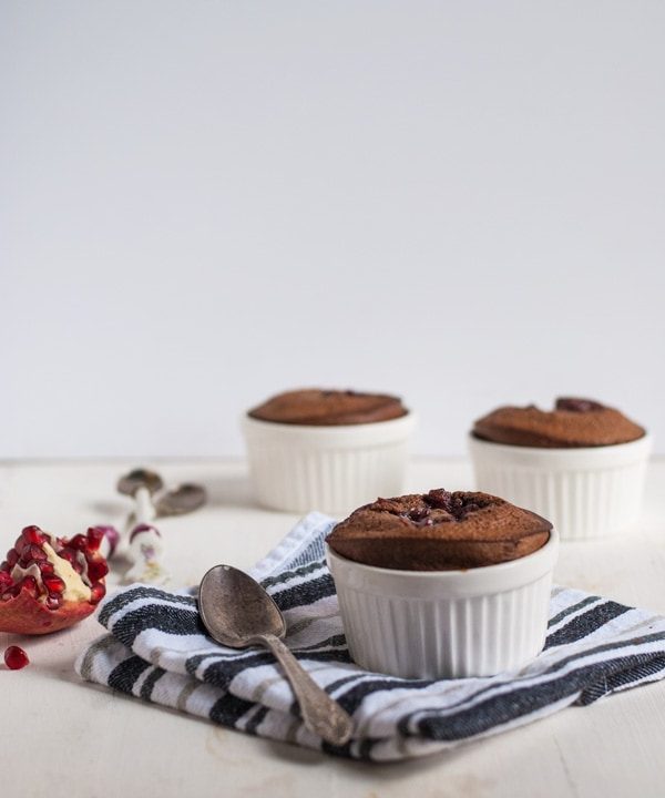 Chocolate clafoutis with pomegranate curd recipe