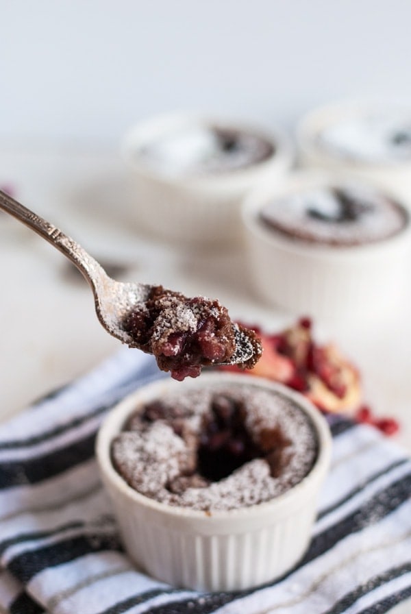 Chocolate clafoutis with pomegranate curd recipe