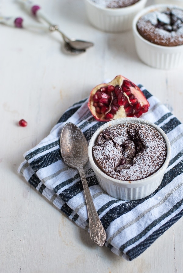 Chocolate clafoutis with pomegranate curd recipe