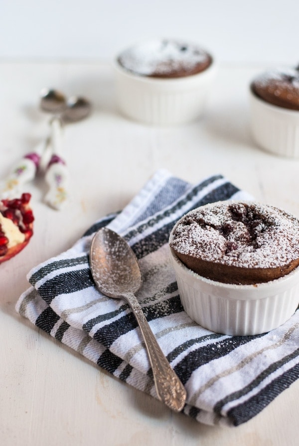 Chocolate clafoutis with pomegranate curd recipe