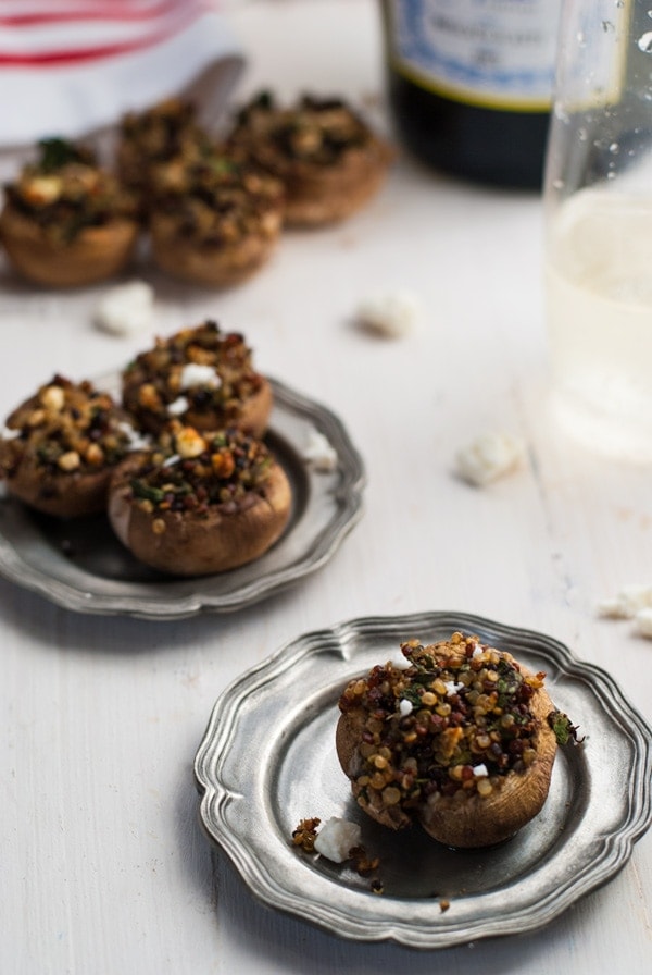Oh my gosh, these quinoa and feta stuffed mushrooms are to die for! Great for snacking and parties. 
