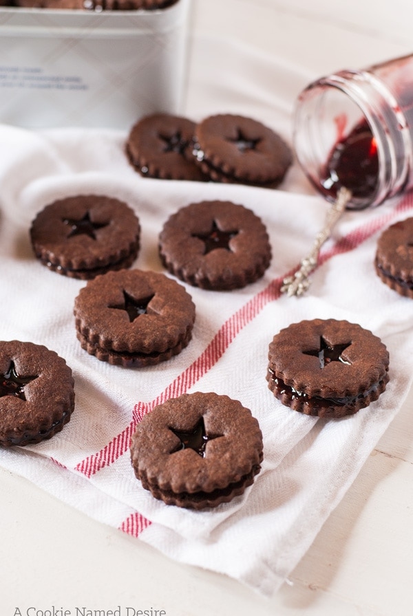 Chocolate Linzers with Berry Wine Jam- perfect cookies to gift! 