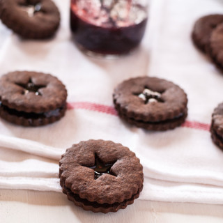 Chocolate Linzers with Berry Wine Jam- perfect cookies to gift!