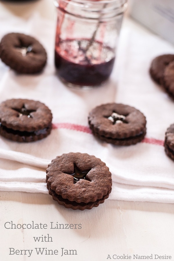 Chocolate Linzers with Berry Wine Jam- perfect cookies to gift! 