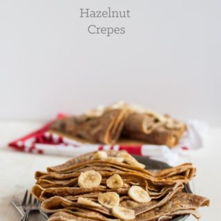Simple cinnamon sugar hazelnut crepes. Lightly sweet and nutty. These hazelnut crepes are perfect for stuffing with chocolate and fruit.