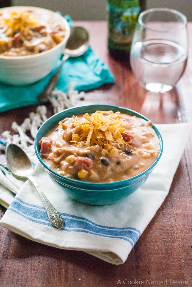 This taco soup is light on the calories, but big on flavor!