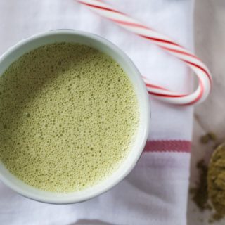 A ridiculously decadent salted matcha white hot chocolate to warm you up this winter!