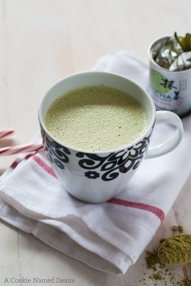 A ridiculously decadent salted matcha white hot chocolate to warm you up this winter! 