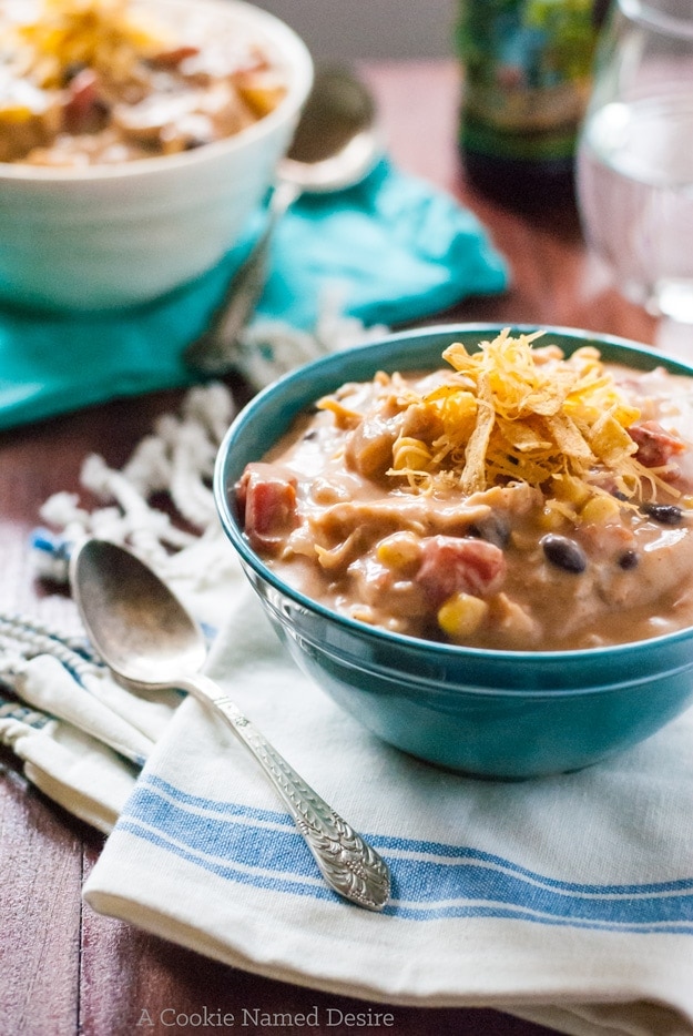 This taco soup is light on the calories, but big on flavor!