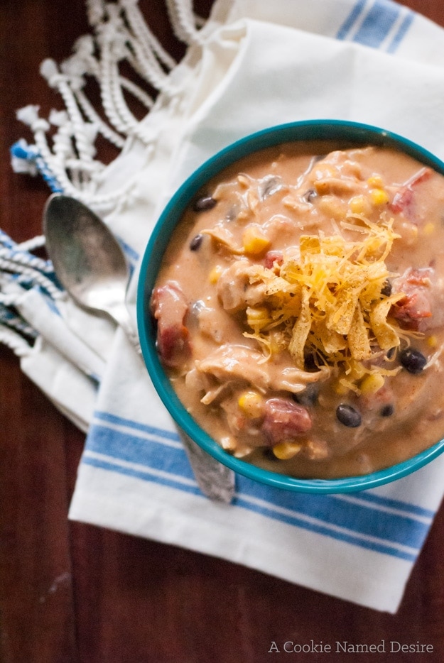 This taco soup is light on the calories, but big on flavor!