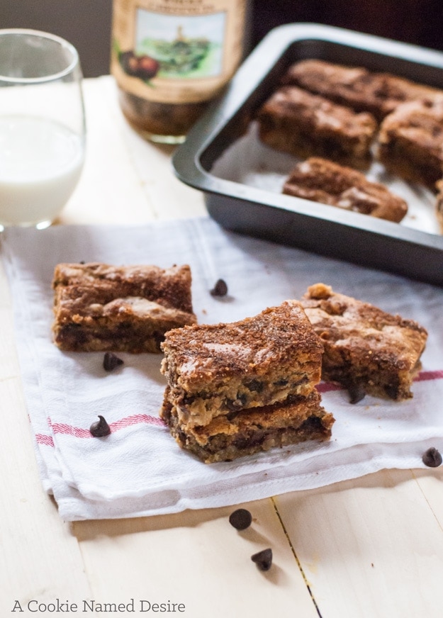 Snickerdoodle Chocolate Chip & Candied Chestnut Blondies