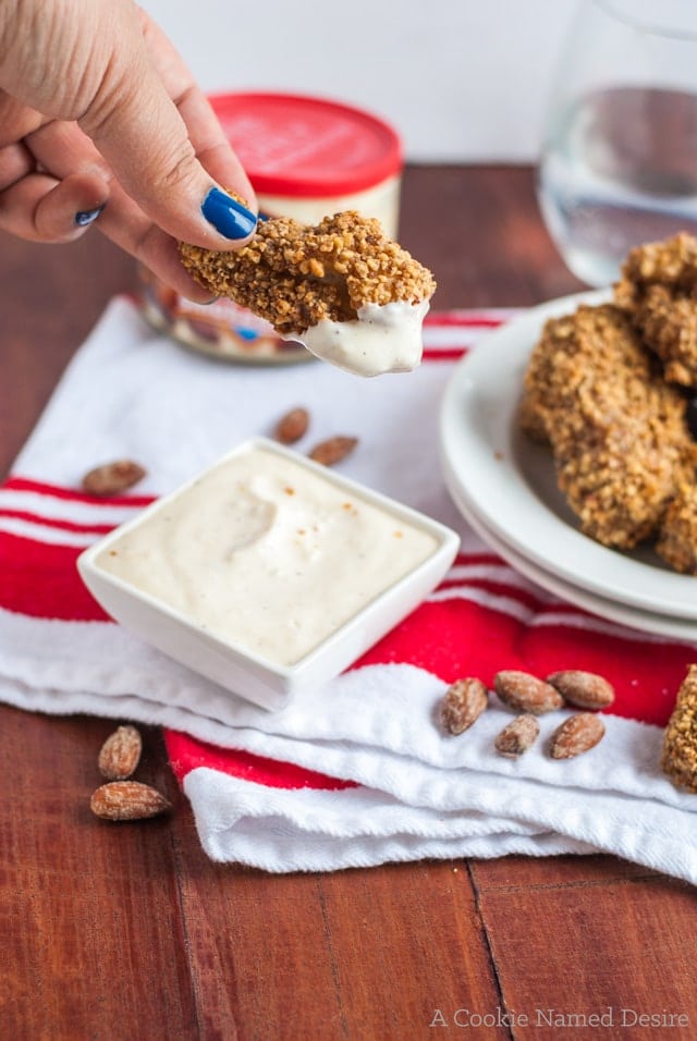 Skinny smokehouse almond chicken wings and garlic sauce