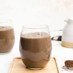 avocado chocolate peanut butter smoothie in a glass