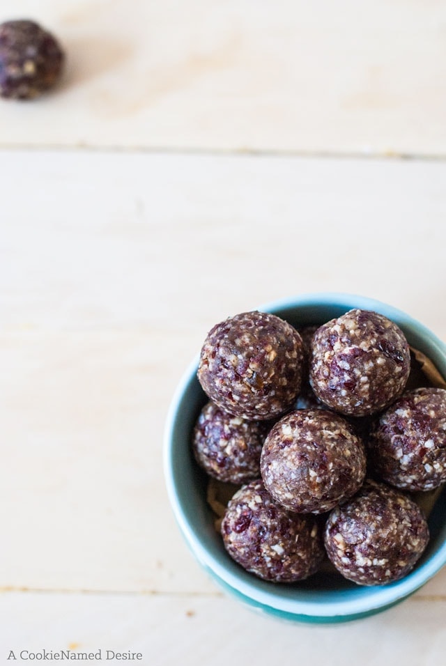 Vegan, gluten-free cherry pie energy balls