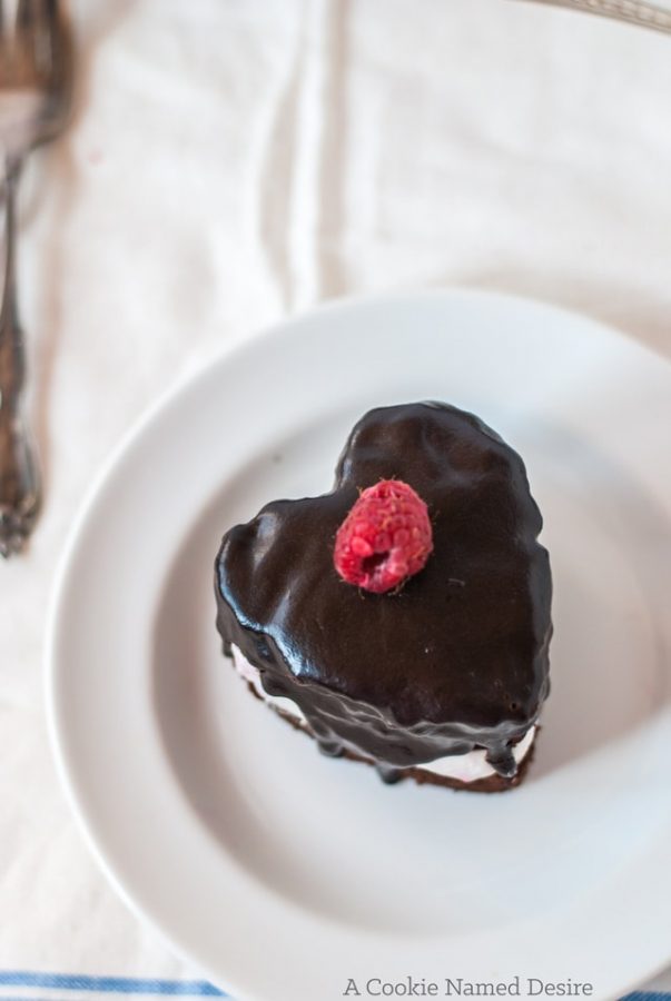 Mini Heart-Shaped Chocolate Cakes with Raspberry Whipped Cream - A ...