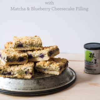 Lemon Crumb Bars with Matcha Blueberry Cheesecake Filling
