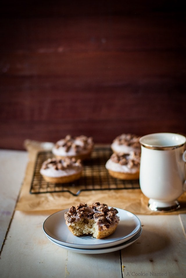 Brown butter cinnamon doughnuts with candied pecans