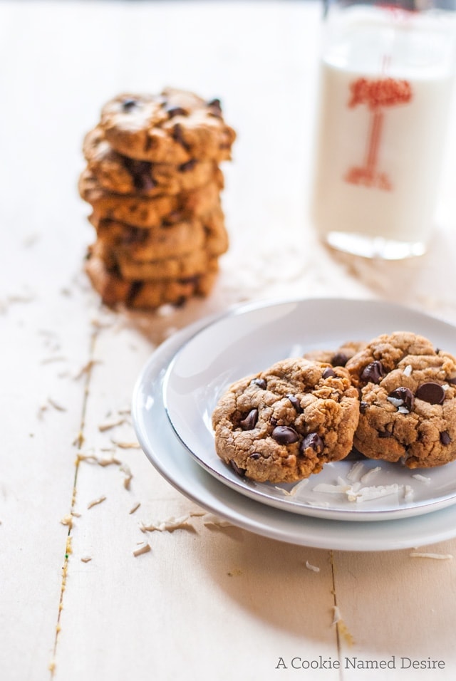 A guilt-free version of chocolate chip cookies with a coconuty twist. 