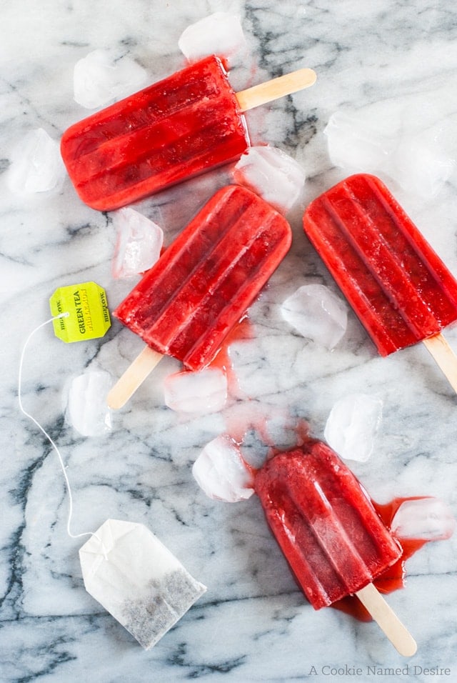 Strawberry Green Tea Popsicles