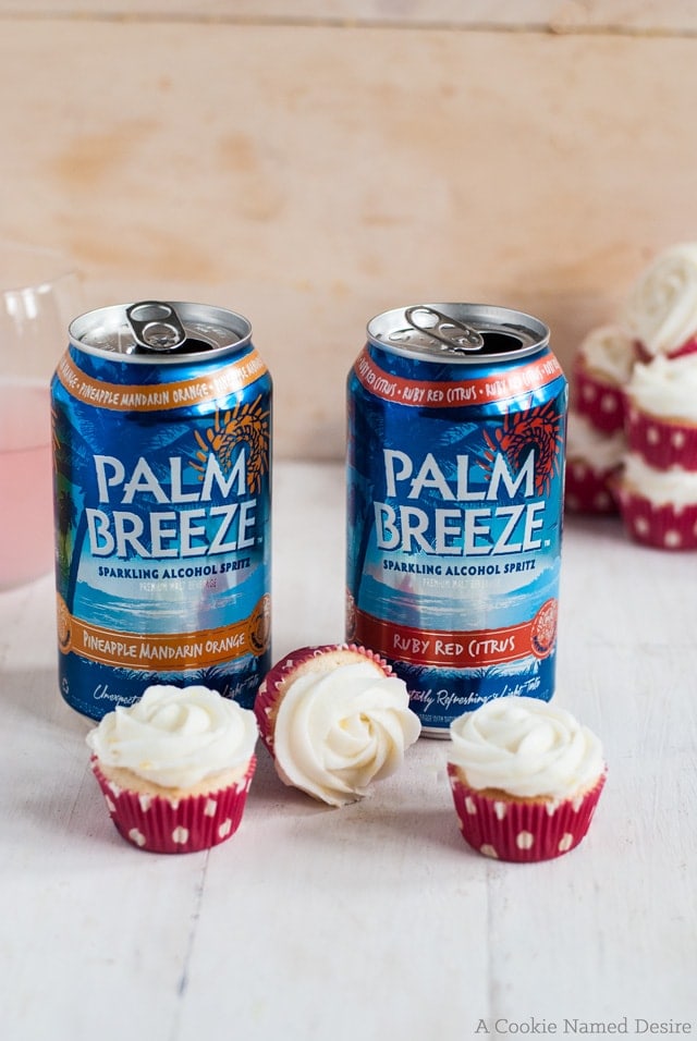 Mini berry citrus cupcakes are the perfect treat to enjoy with Palm Breeze