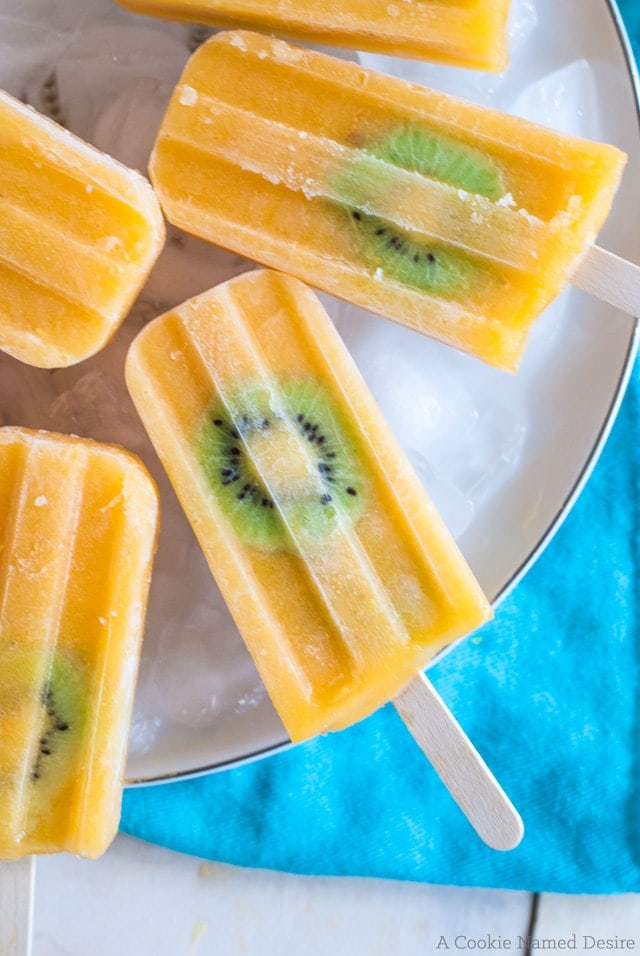 mango kiwi lemonade popsicles are a perfect healthy way to cool down