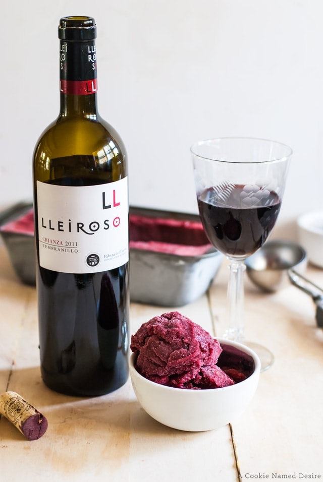 This blackberry pomegranate sorbet goes well with a splash of wine added!