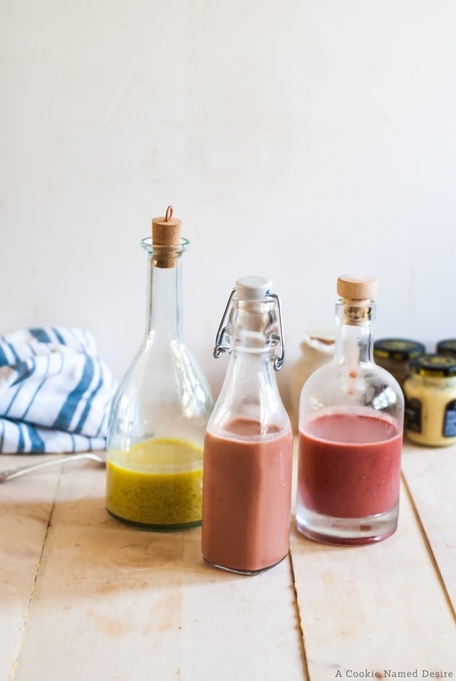 Three simple and easy vinaigrette with tons of flavor and personality. 