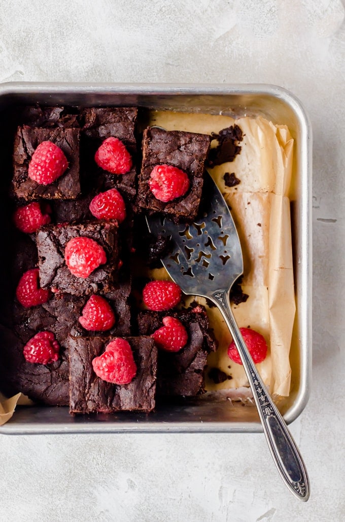 Fudgy and chewy raspberry browbies studded with raspberries in every bite! 