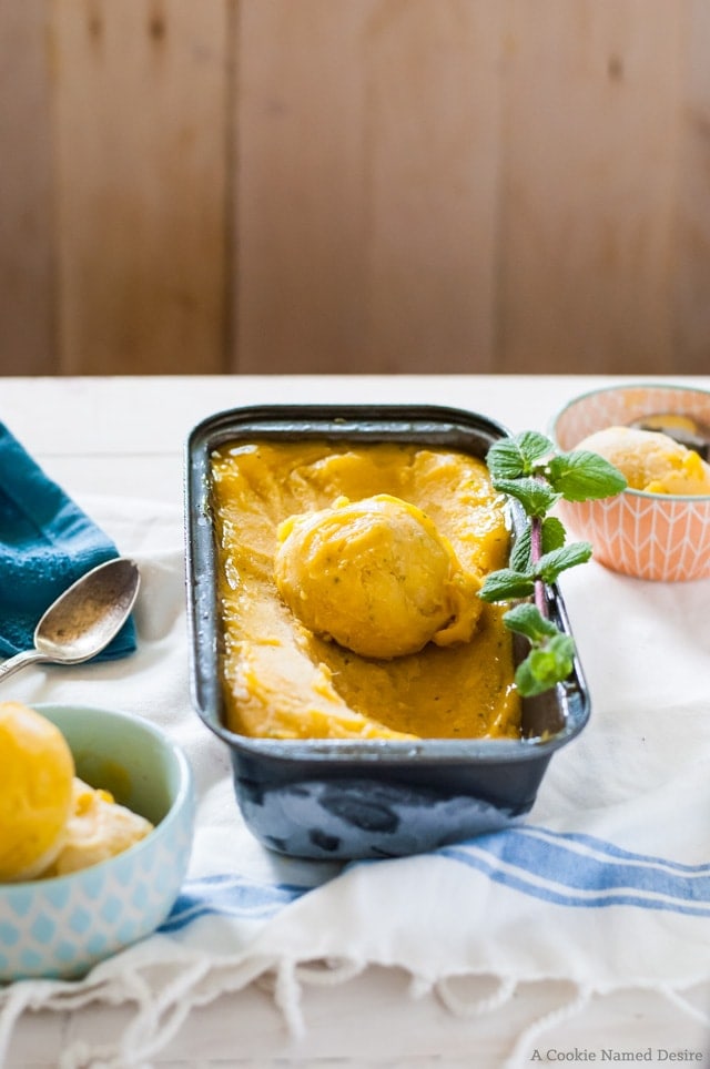 A delicious and refreshing mango mint sorbet recipe