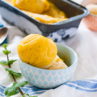 Sweet and minty mango sorbet