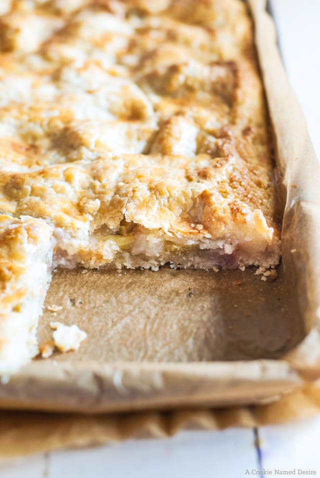 Rhubarb peach slab pie