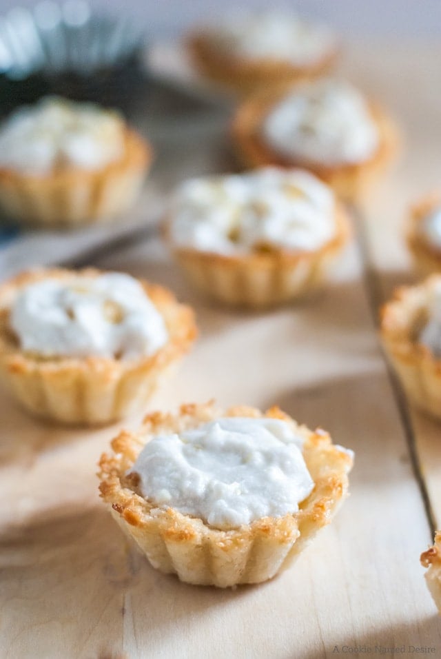 Macaroon tarts with ginger coconut cream and pineapple