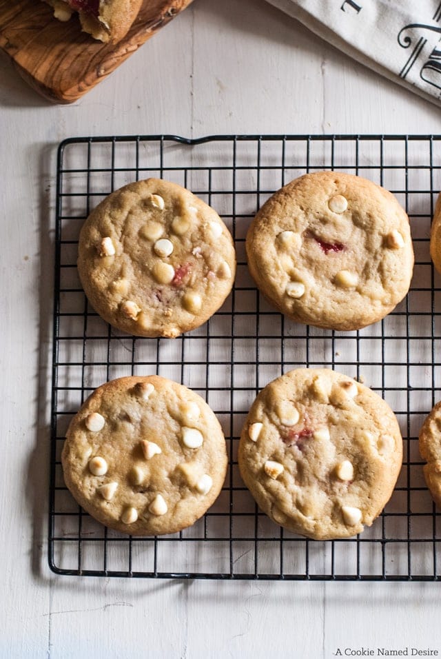 Cheesecake stuffed white chocolate chip cookies