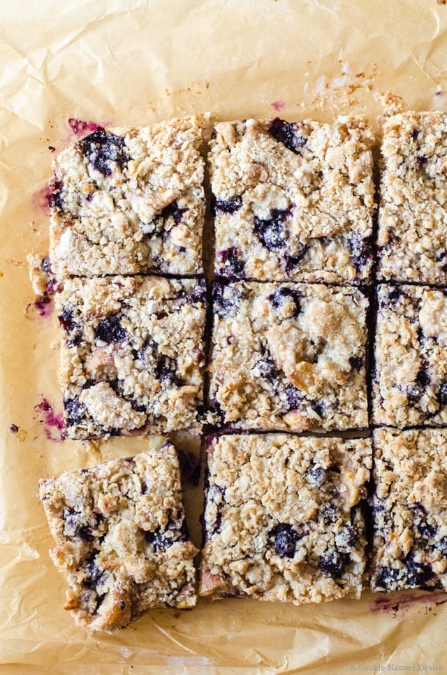 Peach blueberry lavender pie bars - the perfect way to finish summer