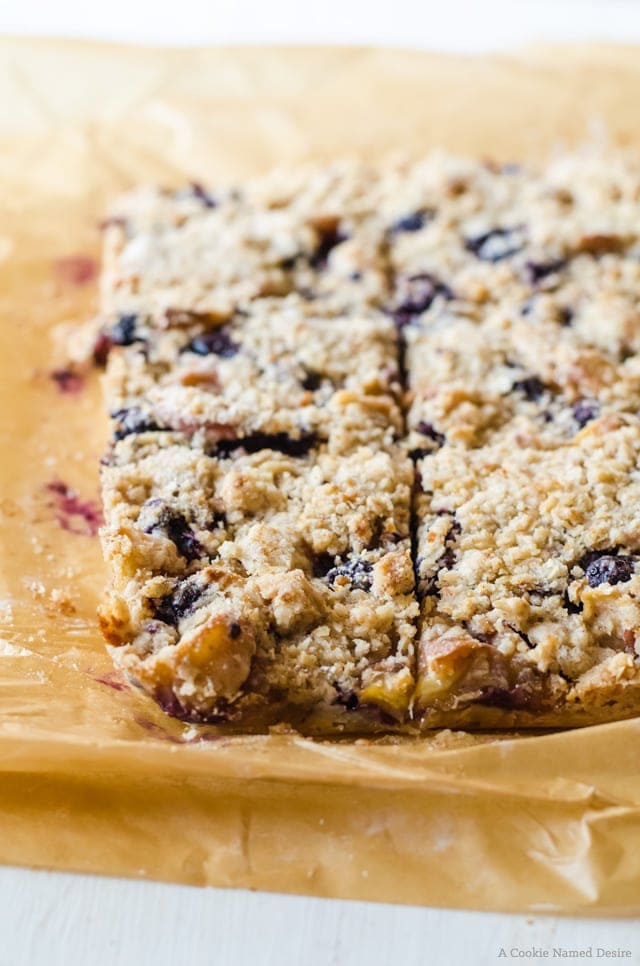The perfect end of summer treat: peach blueberry lavender pie bars