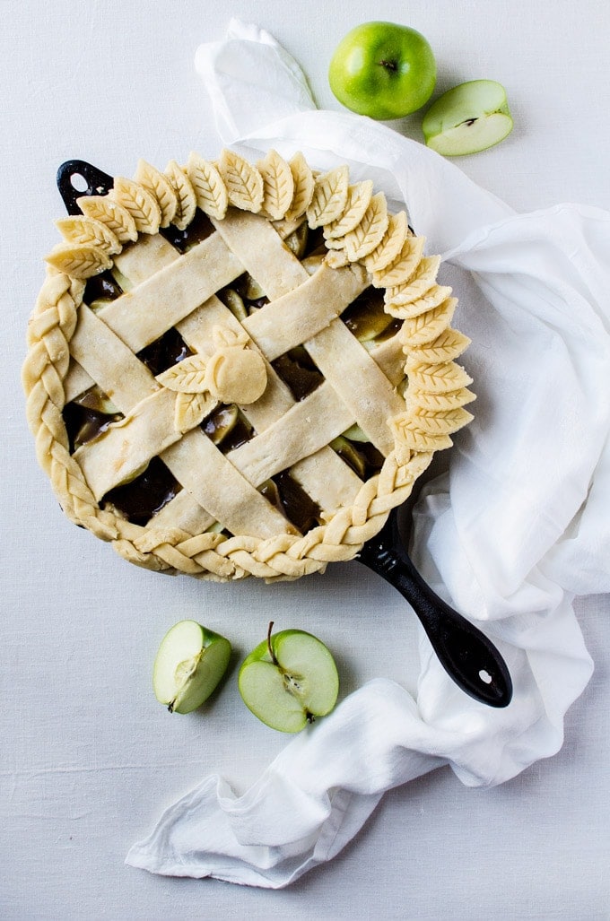 A caramel skillet apple pie that will become your new go-to pie each and every year! 