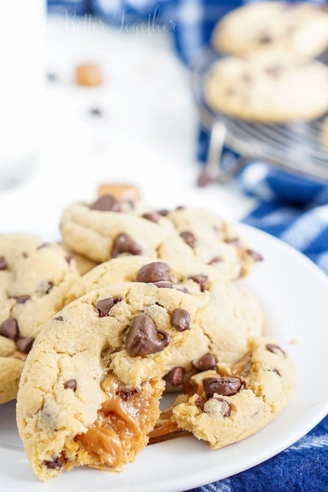 peanut butter caramel stuffed cookies