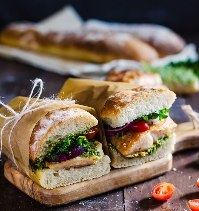 You are going to want to eat this chicken and pesto sandwich every say of your life! It makes the perfect lunch and can be eaten hot or cold. Yum!