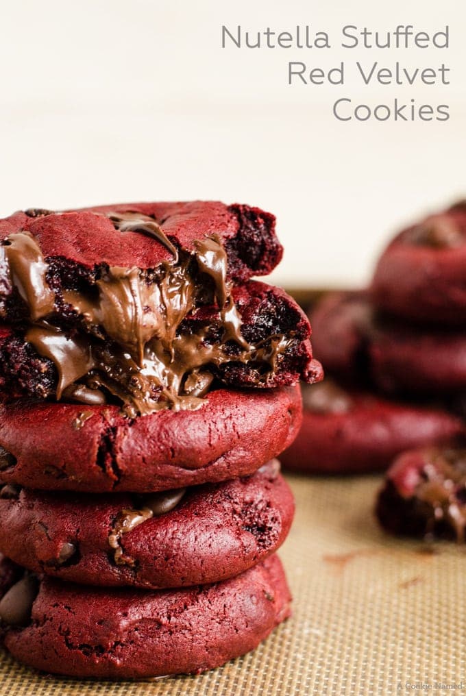 Nutella stuffed red velvet cookies