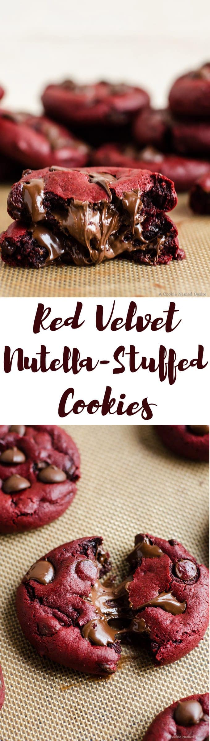 Nutella-stuffed red velvet cookies. These cookies are everything and the only recipe you need for dessert! 