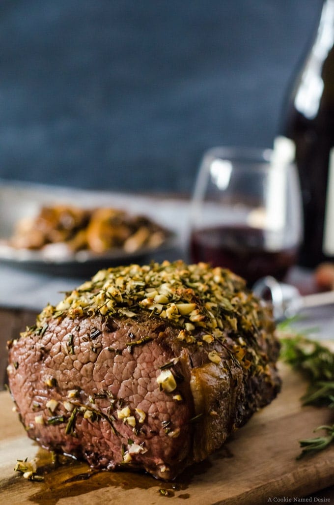 Rosemary garlic crusted rib eye roast