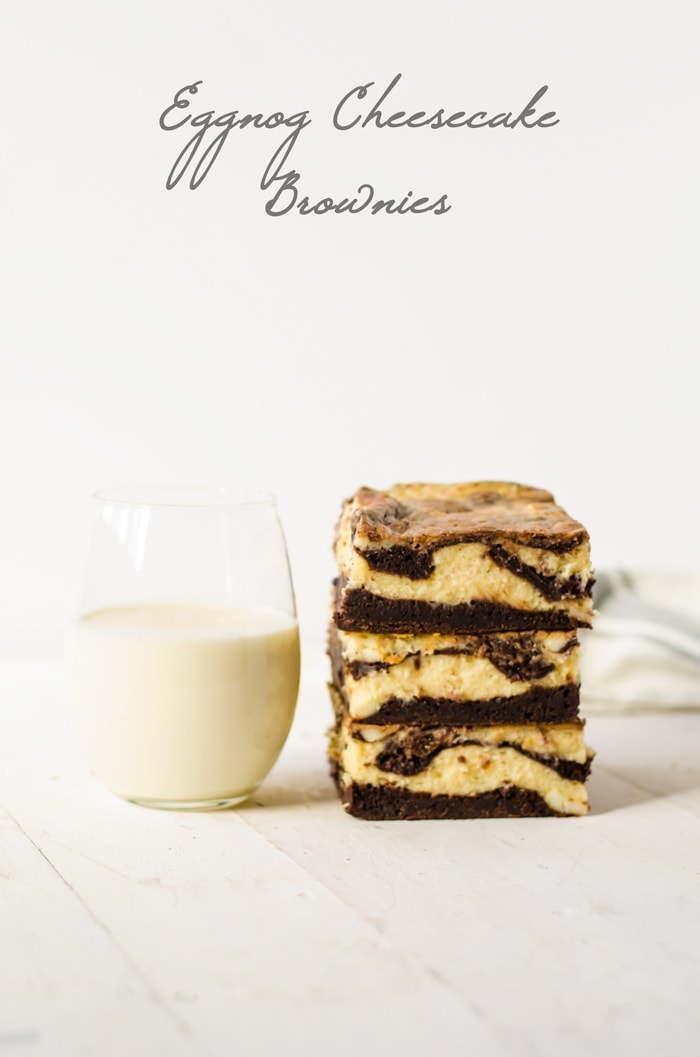 Eggnog Cheesecake Brownies - basically the best holiday dessert ever. It will even win over those eggnog haters! 